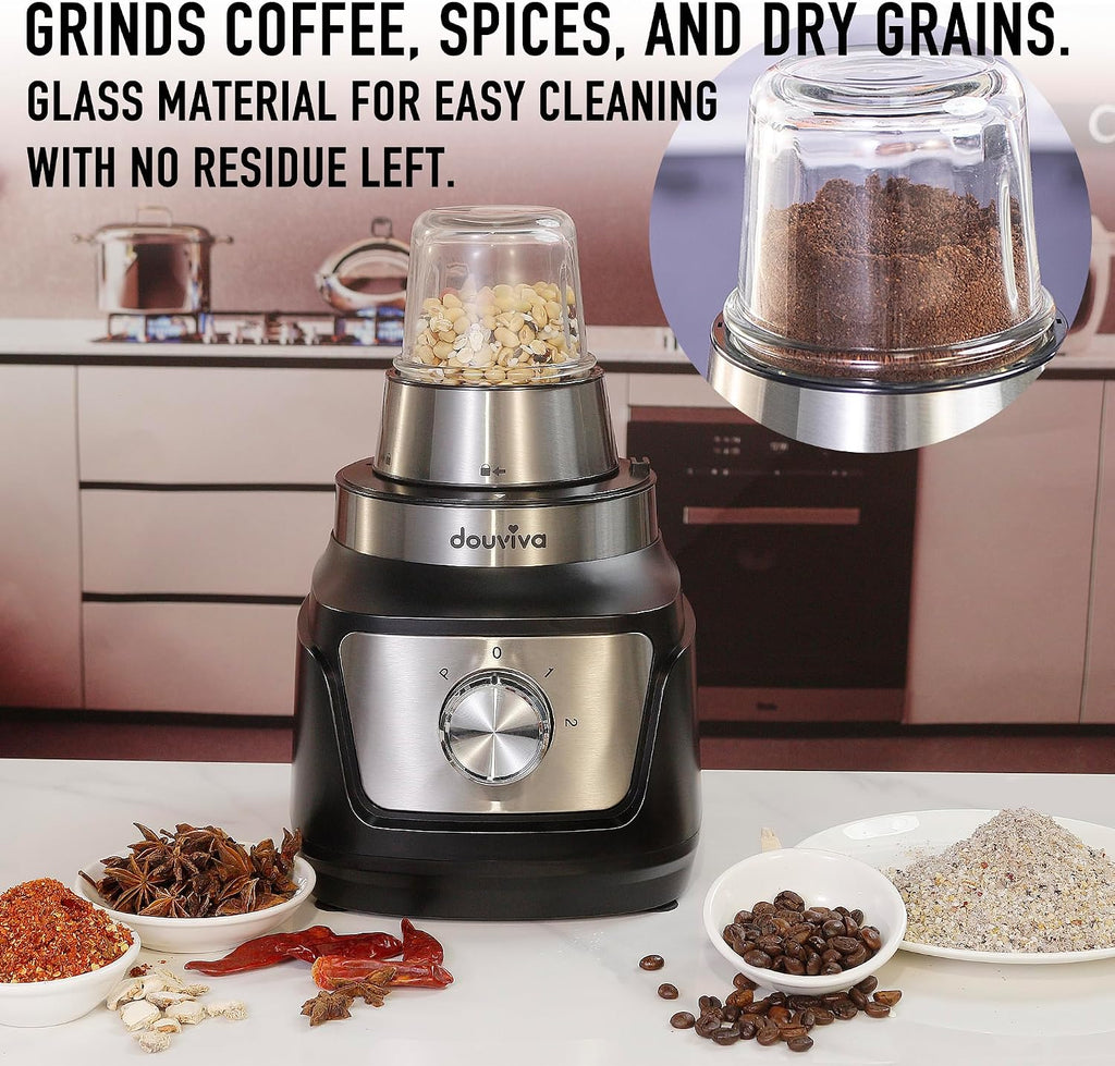 8-Cup Food Processor & Blender Combo, 1000W All-in-One Kitchen Blender for Ice Crushing, Smoothies & Dough, 24oz To-Go Cup, French Fry Cutter, Dishwasher Safe, Black