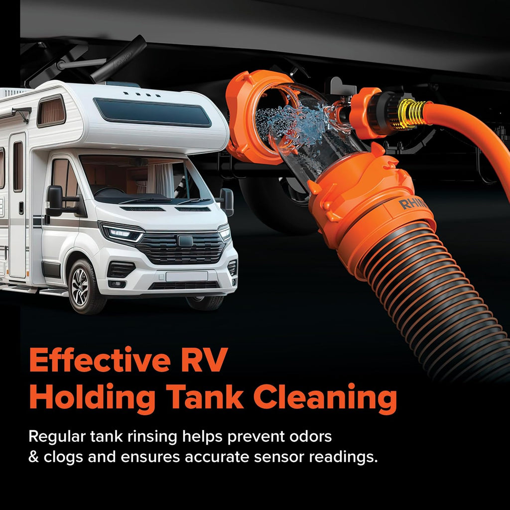Camco Rhino Blaster RV Tank Rinser with Backflow Preventer - RV Accessories for Toilet and Waste Tank Cleaning - Essential Camper Supplies for Odor Control and Sensor Maintenance - (39080),(Pack of 4)