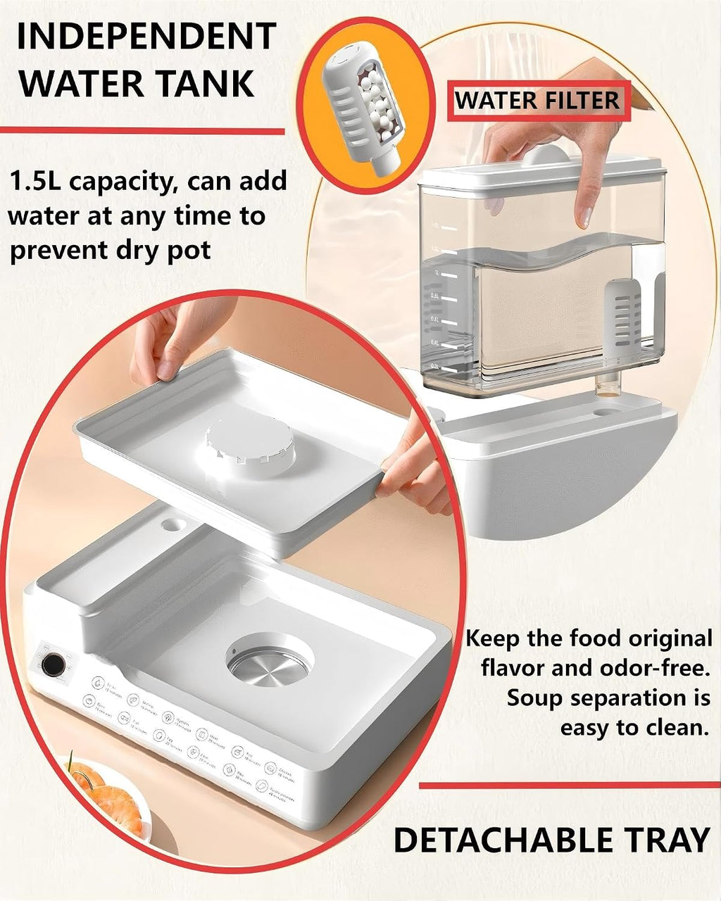 24L Electric Steamer, 800W 3-Layer Food Steamer with Detachable Water Tank, 24-Hour Timer & Auto Keep Warm, Digital Touch Panel for Family & Gatherings