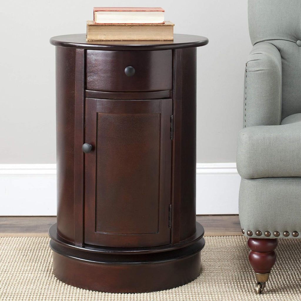 SAFAVIEH Furniture - Tabitha 1-Drawer Accent Table - Dark Cherry - Solid Wood - Farmhouse Storage Design - Ideal for Living Room, Entryway, 17.7'W x 17.7'D x 26'H - Fully Assembled (AMH5712D)