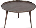 Kate and Laurel Alessia Modern Round Metal Coffee Table; 26 x 26 x 16; Bronze; Sand Cast Aluminum Coffee Table with Raised Deckled Edge for Storage and Display