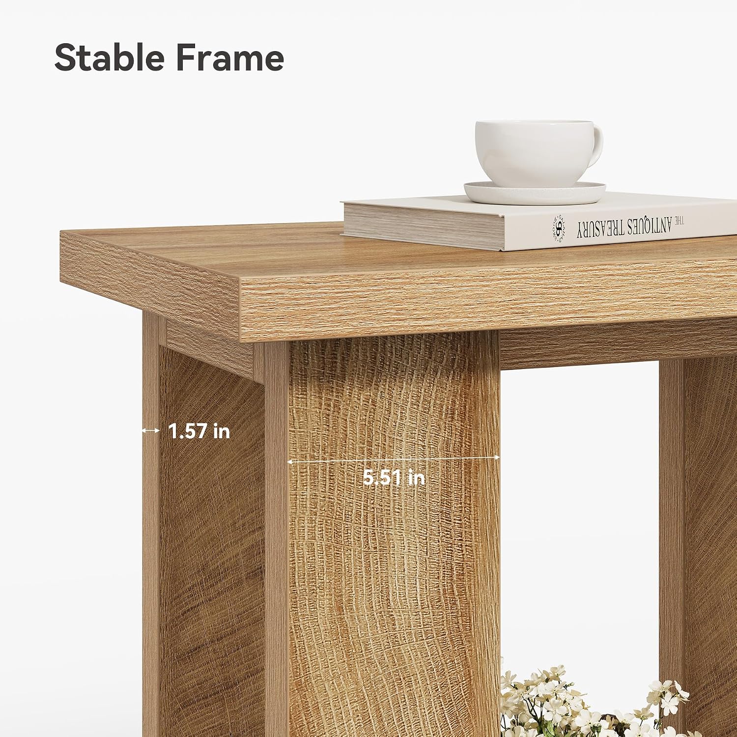 LITTLE TREE 2-Tier Side Table, Set of 2 Farmhouse End Table with Storage Shelves, Small Nightstand Wooden Beside Table Bed Side Table for Small Spaces, Living Room, Bedroom, Brown