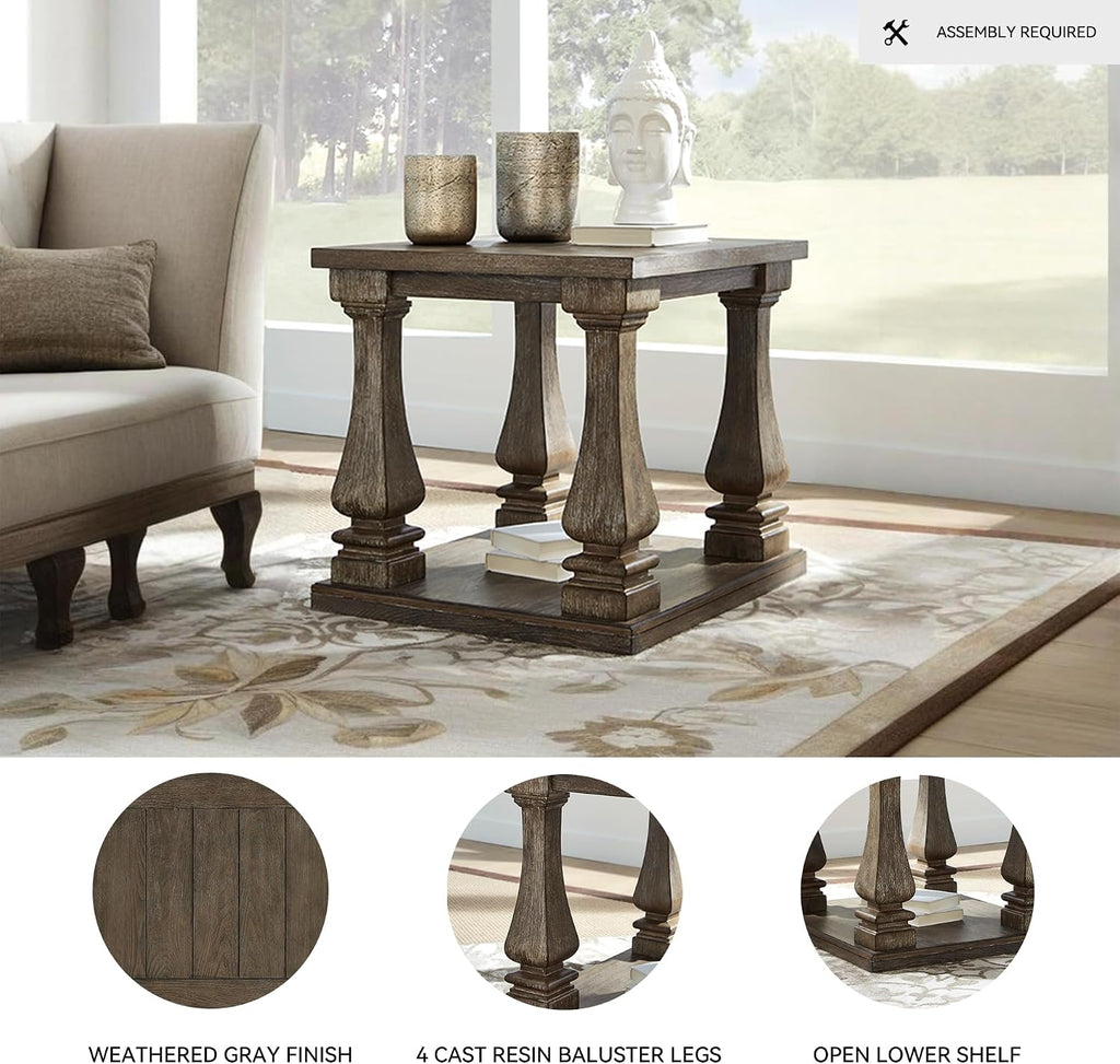 Signature Design by Ashley Johnelle Modern Country Rectangular End Table, Weathered Brown