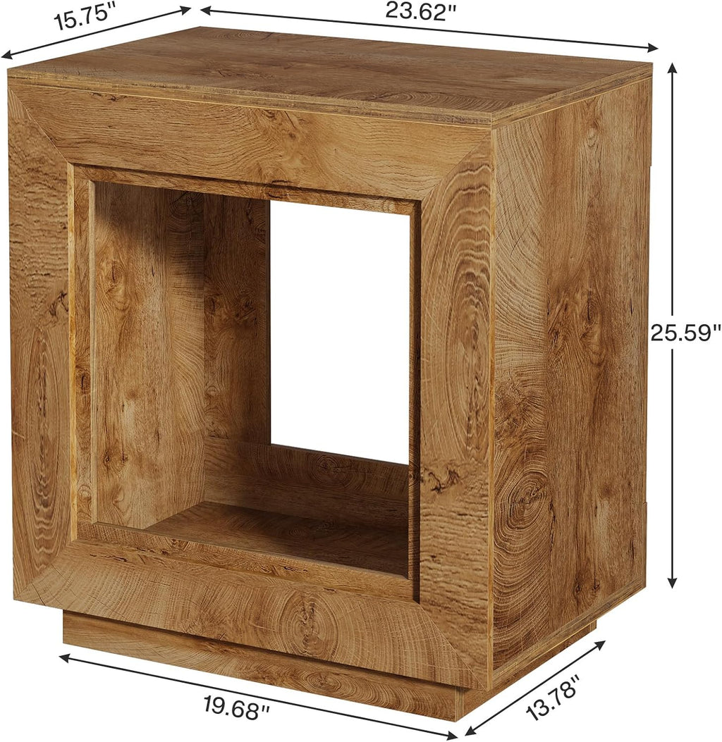 Tribesigns Rustic Brown End Table, 24' Side Table with Storage Shelf, Farmhouse Style Nightstand Bedside Table for Small Spaces, Bedroom, Living Room, Entryway, Easy Assembly (2, Natural)