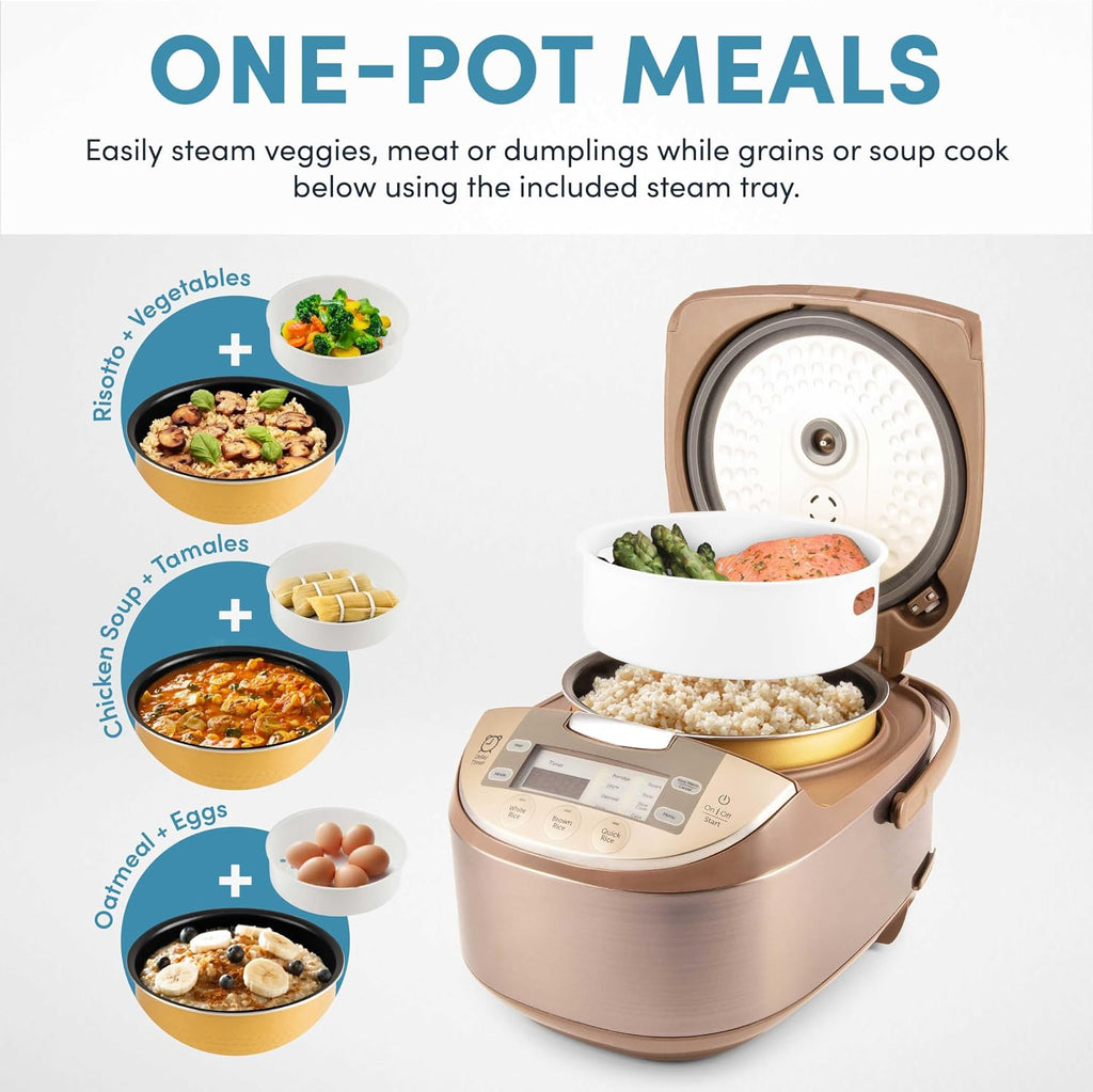 Aroma Housewares ARC-6106 Aroma Professional 6 Cups Uncooked Rice, Slow Cooker, Food Steamer, MultiCooker, Champagne