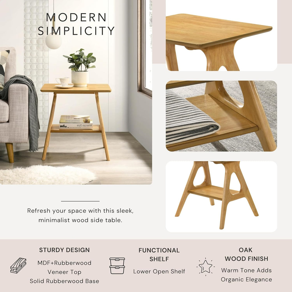 Roundhill Furniture Arona 3-Piece Coffee Table Set, Coffee Table and Two End Tables, Natural Oak Finish