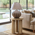 LuxenHome Round Side Table, 19' Tall End Table with 3 Pillar Legs, Modern Farmhouse Dark Oak Finish Wooden Couch Side Tables, Accent Table for Living Room, Bedroom