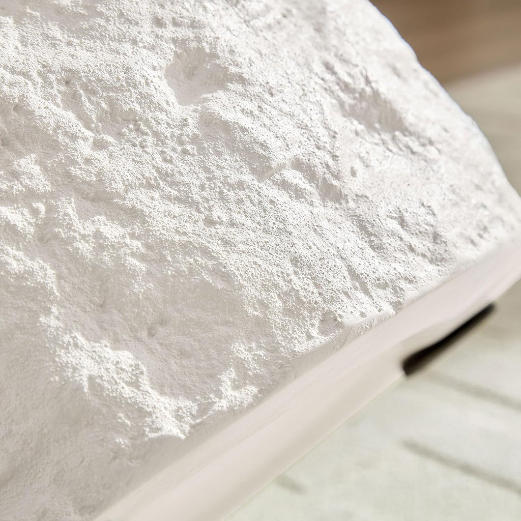 Round Side Table Small Coffee Table for Living Room Circle End Table for Bedroom Apartment, No Need Assembly (Fiberglass 15.75'' Cement Stone Pattern)