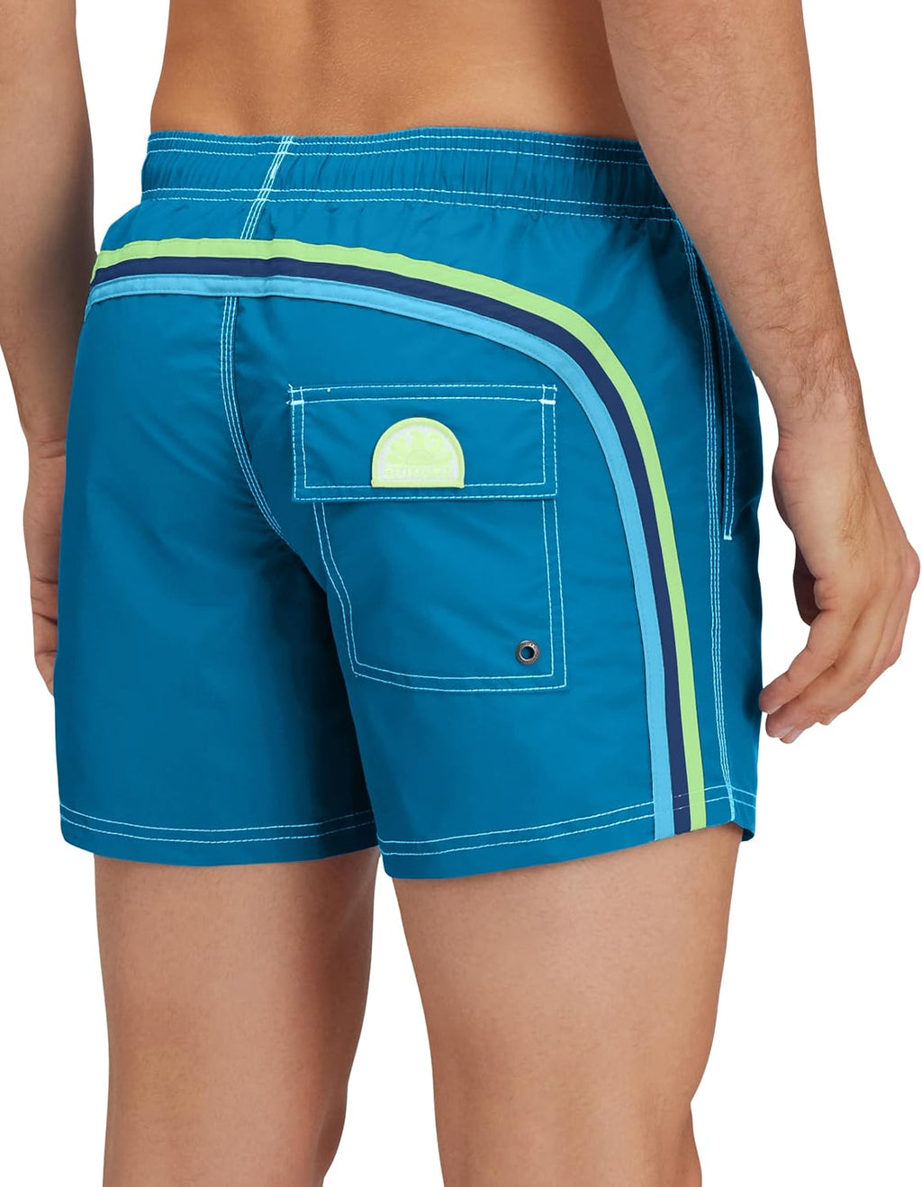 SUNDEK Mens Elastic Waist Boardshort, Swim Trunks 14' Length 5' Inseam