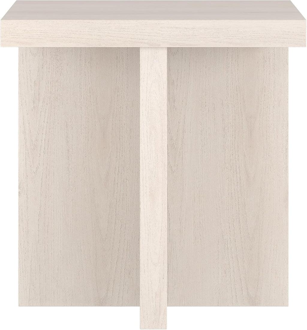 Henn&Hart 22' Scandinavian Square Wooden End Table, Side Table, Nightstand with X-Base for Living Room, Office, Family Room, or Bedroom, Beech White