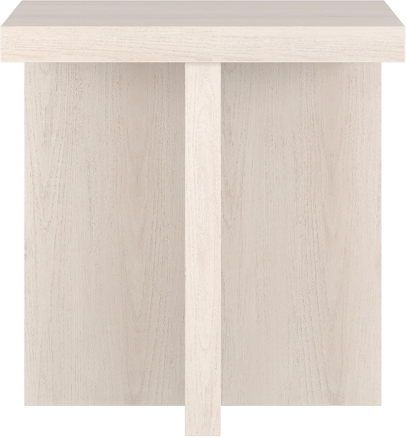 Henn&Hart 22' Scandinavian Square Wooden End Table, Side Table, Nightstand with X-Base for Living Room, Office, Family Room, or Bedroom, Beech White