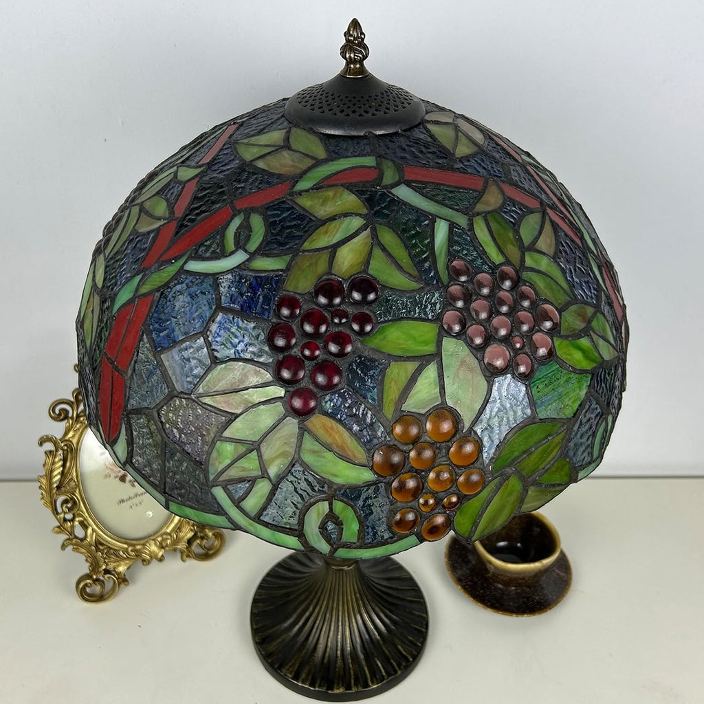 Grape Tiffany Lamp Shade Replacement, Only 16X9 Inch Stained Glass Lampshades, Suitable for Table Lamp Floor Lamp Hanging Pendant lamp Ceiling Light