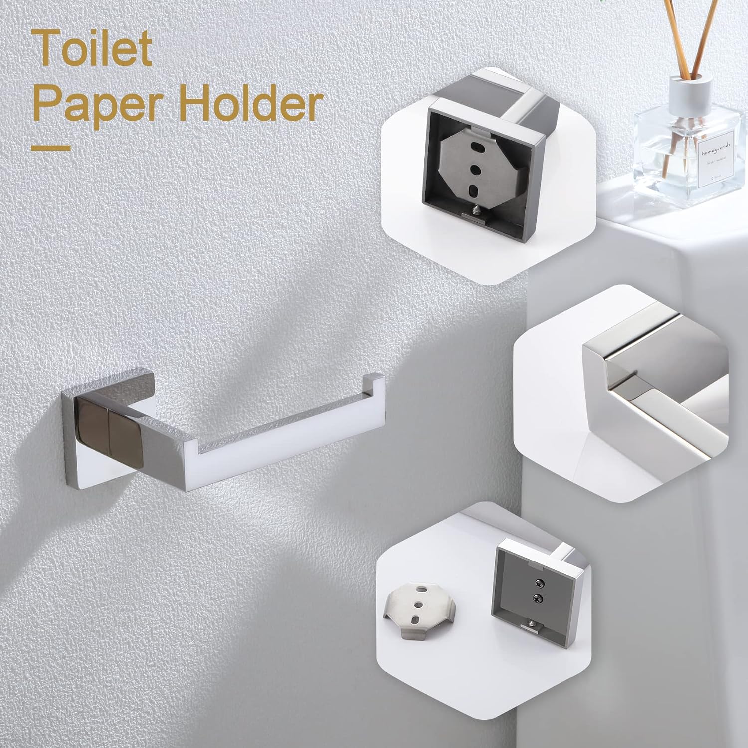 Toilet roll Holder Toilet Paper Holder Roll Towel Ring Hand 9 Inch Hanger Wall Mount Polished Chrome B2003CH
