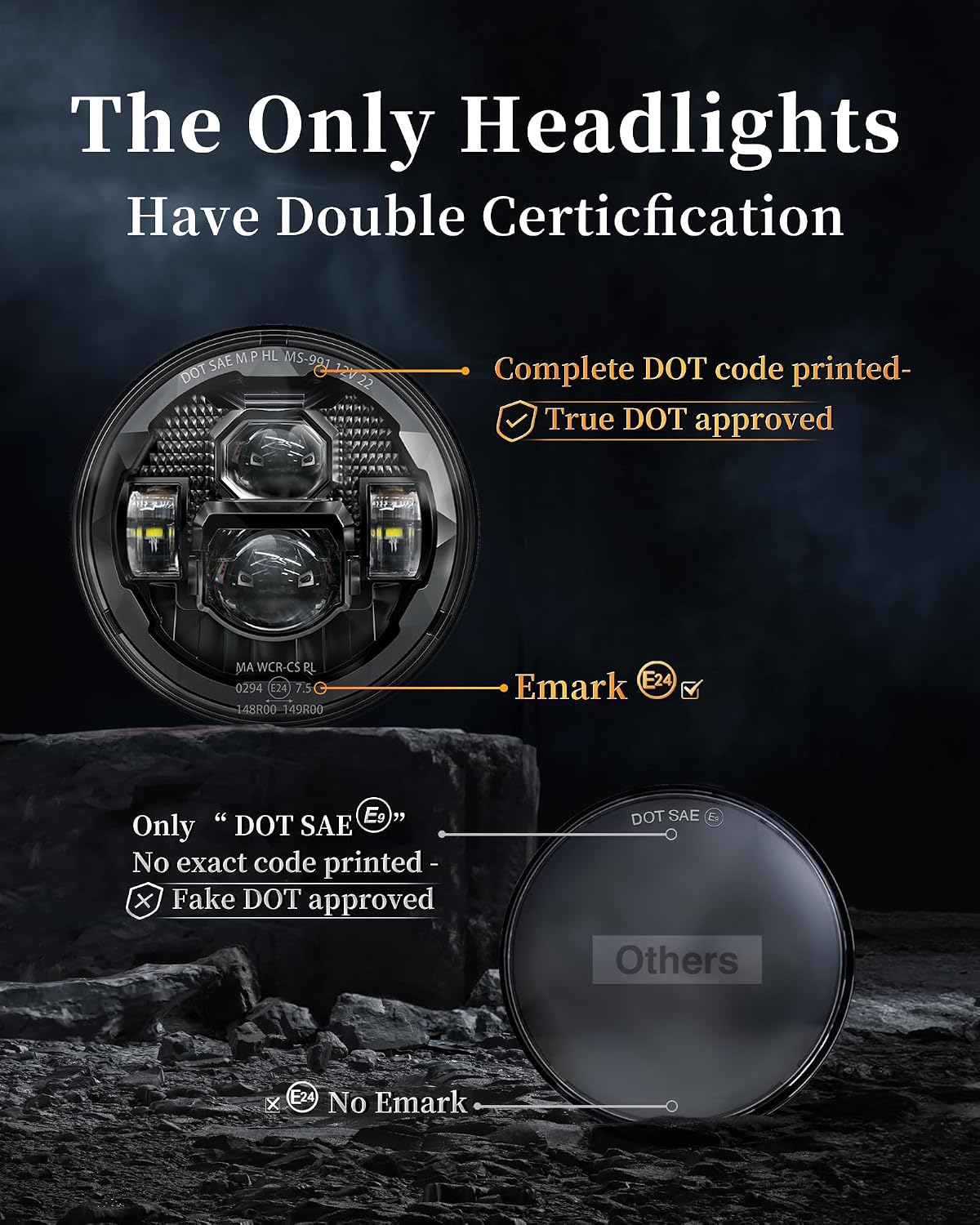 HWSTAR New Upgraded 1000% Bright Anti-glare 7 Inch Led Headlights Round Compatible with Jeep Wrangler JK JKU TJ LJ toyota Austin buick MG Nissan Subaru volvo Honda etc DOT H6024 Hi/Low Sealed Beam