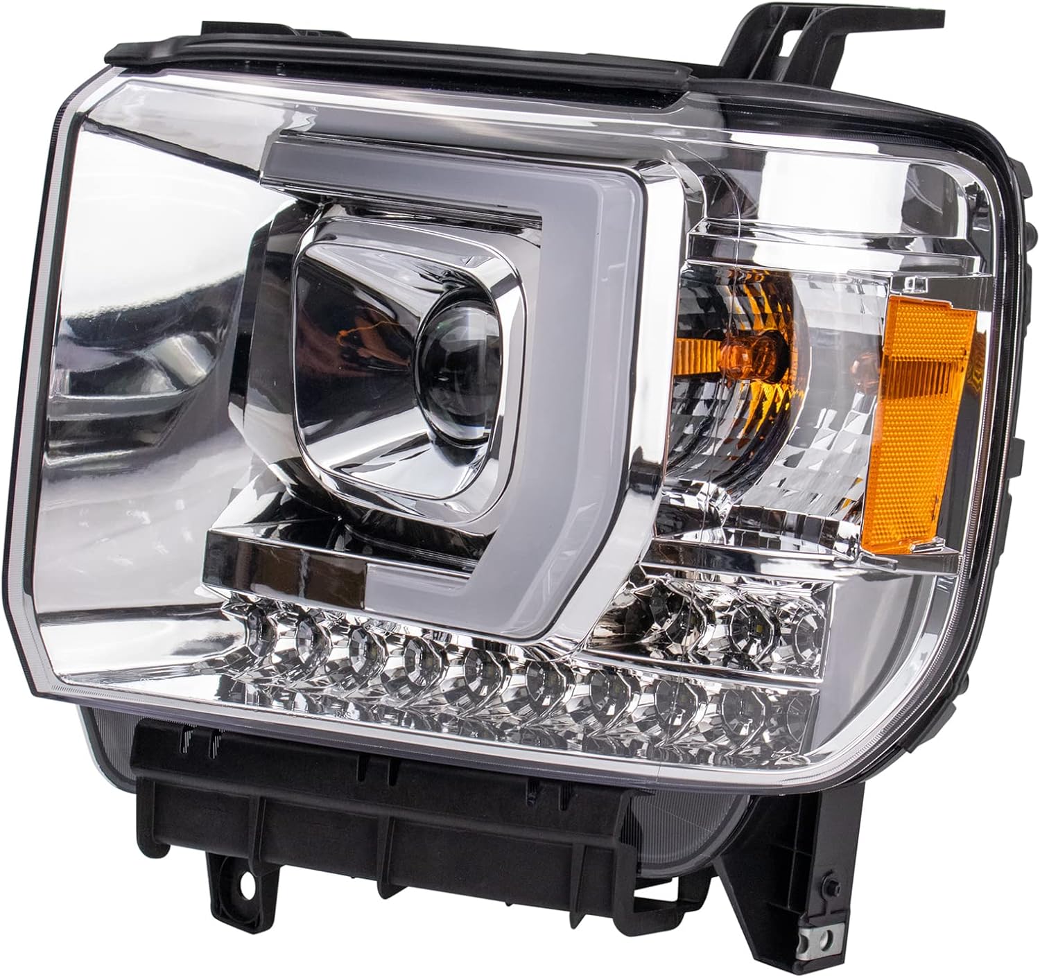 TRQ Performance Driver and Passenger Side Headlight Assembly 2 Piece Set Chrome Housing Compatible with 2014-2015 GMC Sierra 1500 2015-2019 GMC Sierra 2500HD/3500HD