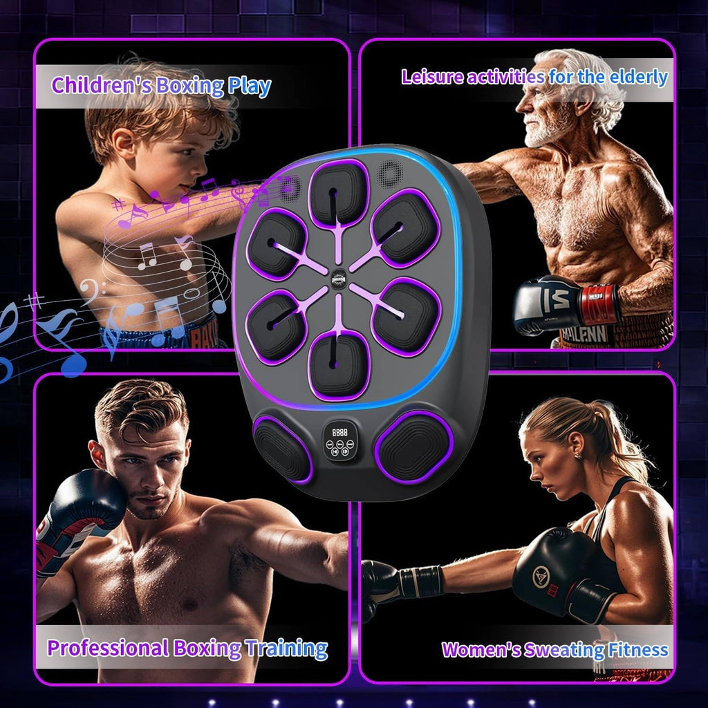 Music Boxing Machine with LED Counter - 9 Speed/Modes, Dual Speakers, Multi-Layer Impact Absorption & Large Target Panel, Wall Mounted Punching Trainer for Home Gym,Fullgloves