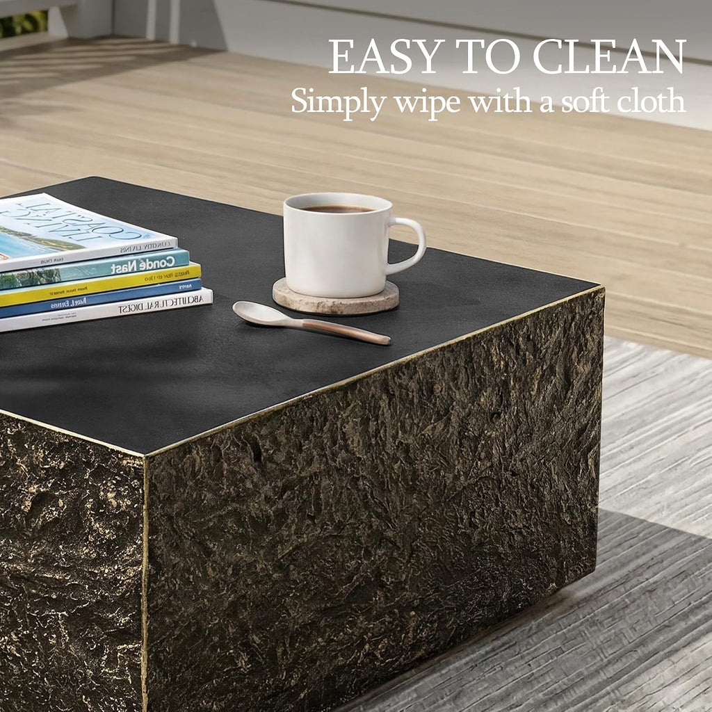 UPHA 28' Square Outdoor Coffee Table, Modern Hollow Concrete Patio Table, Small Minimalist Low Accent Table for Living Room, Balcony, Deck, Backyard, Bronze