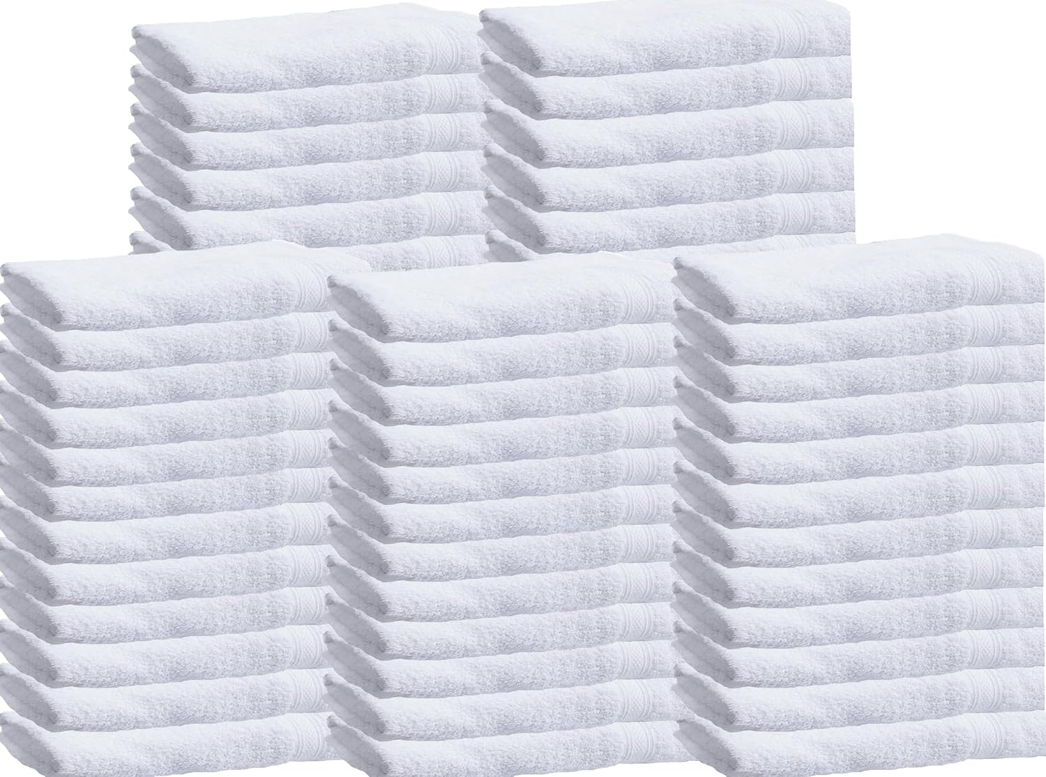 Towels N More 24x48 White Bath Towels - 60 Pack Premium Cotton, Lightweight Soft for Adults, Absorbent Set Ideal for Bathroom, Home, Spa, Hotels/Motels, & Gym Use