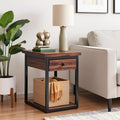 Claremont Rustic Solid Wood End Table with Drawer and Shelf – Farmhouse Accent or Nightstand with Natural Knots, Rough-Hewn Edges for Living Room or Bedroom by Alaterre Furniture (Dark Brown)