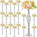 Rtteri 20 Pcs Large Wedding Centerpiece Table Decorations Tall Metal Flower Arrangement Stand Elegant Flower Vase Candle Holder for Wedding Reception Table Party Event Hotel Home Decor (Silver,Large)