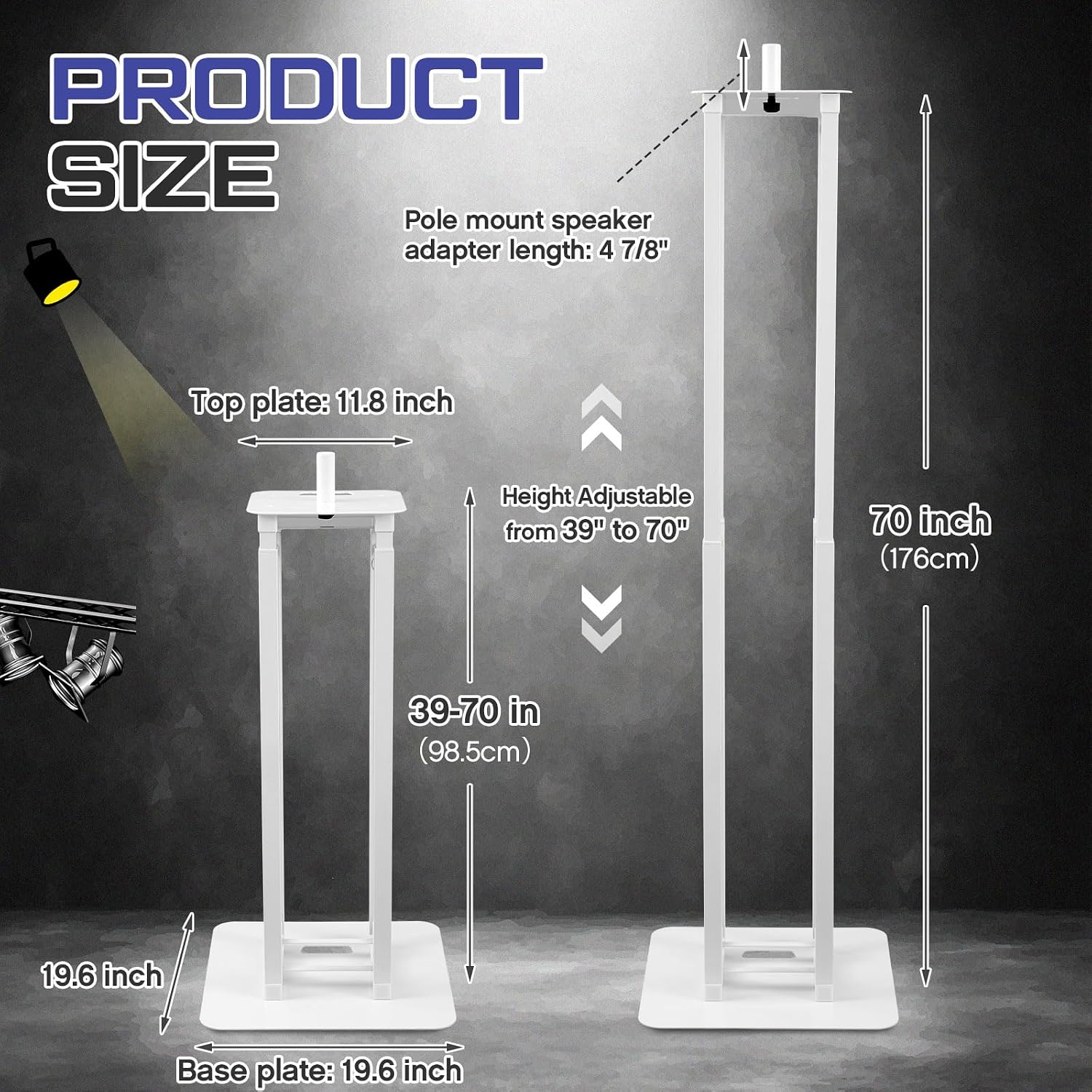 Cinnvoice 2 Set DJ Totem Light Stand Adjustable DJ Booth 132 lbs Capacity Portable with Bag and Black/White Scrims for Mobile Live Pop and Events(39''-70'')