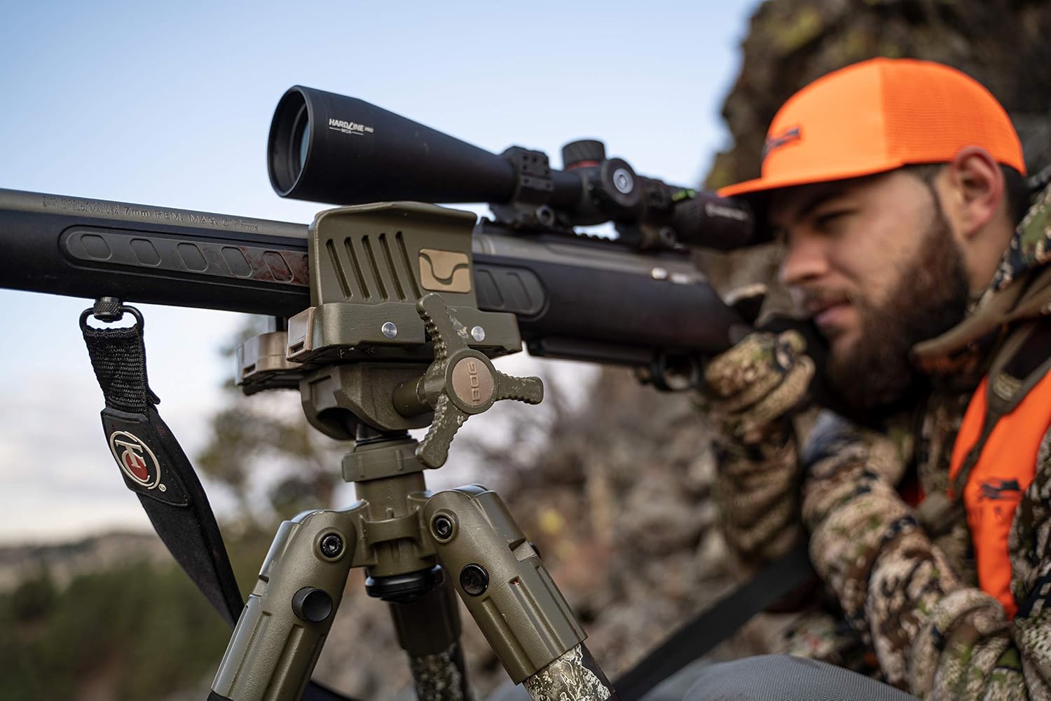 BOG DeathGrip Aluminum Tripod with Durable Frame, Lightweight, Stable Design, Bubble Level, Adjustable Legs, Shooting Rest, and Hands-Free Operation for Hunting, Shooting, and Outdoors