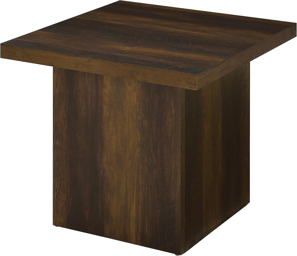 Coaster Home Furnishings - Devar - Wood - Square End Table with Thick Top, Plinth Base, Scratch Resistance and Blocky Frame - Living Room - 23.5-Inch - Dark Pine - 710887