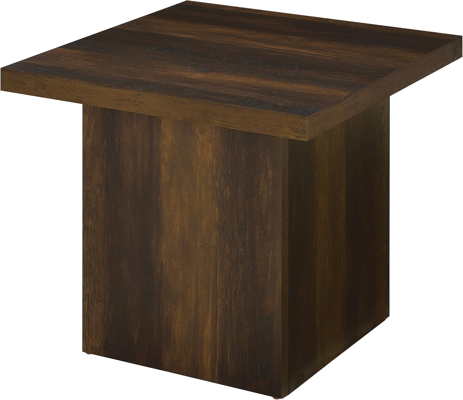 Coaster Home Furnishings - Devar - Wood - Square End Table with Thick Top, Plinth Base, Scratch Resistance and Blocky Frame - Living Room - 23.5-Inch - Dark Pine - 710887
