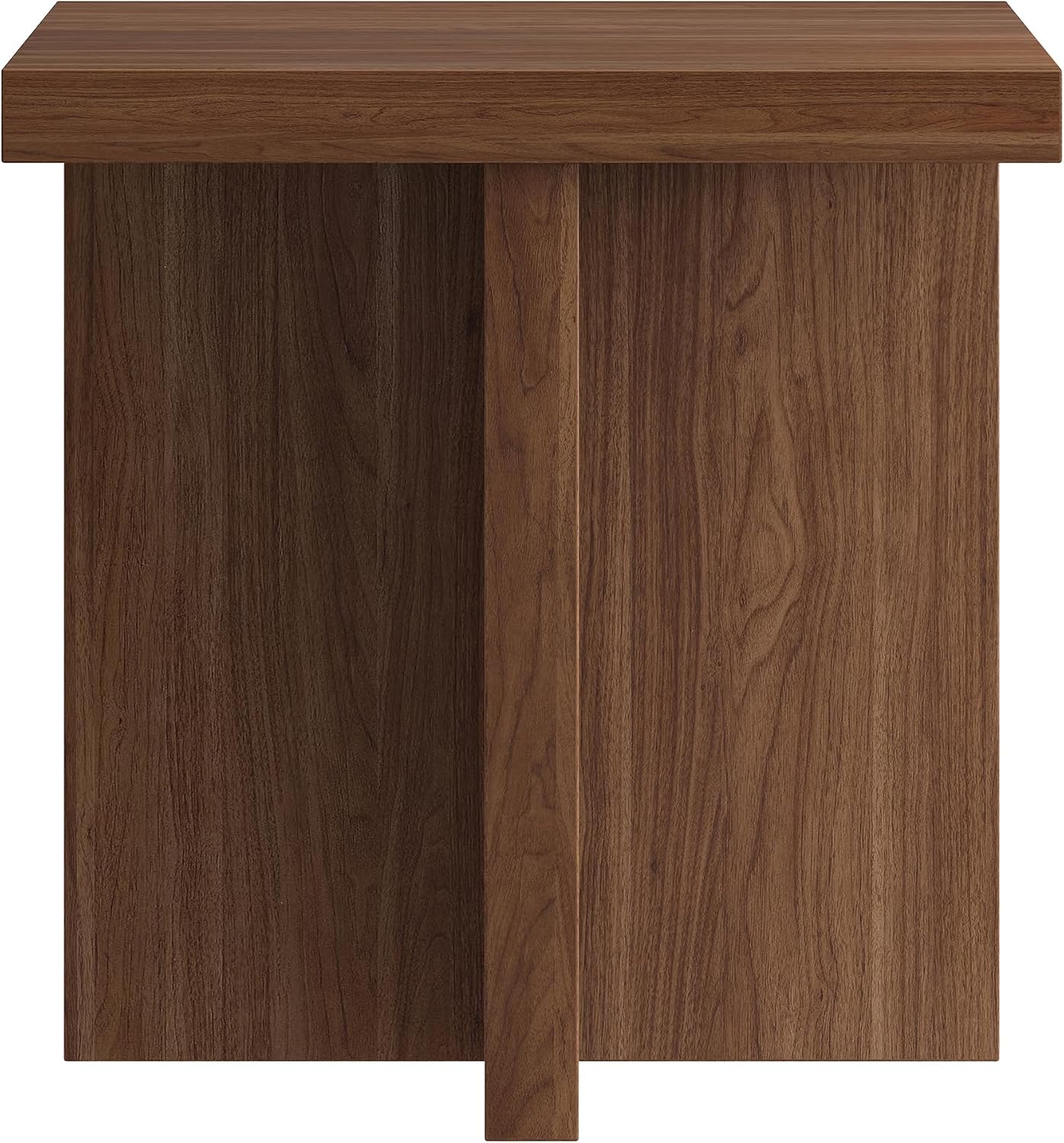 Henn&Hart 22' Scandinavian Wooden Square End Table, Side Table, Nightstand with X-Base for Living Room, Office, Family Room, or Bedroom, Medium Walnut