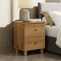 WAMPAT Nightstands with Charging Station & 2 Drawers for Bedroom, Modern End Tables Farmhouse Wood Bedside Table with 2 AC Outlets & USB Ports for Living Room, Oak Brown