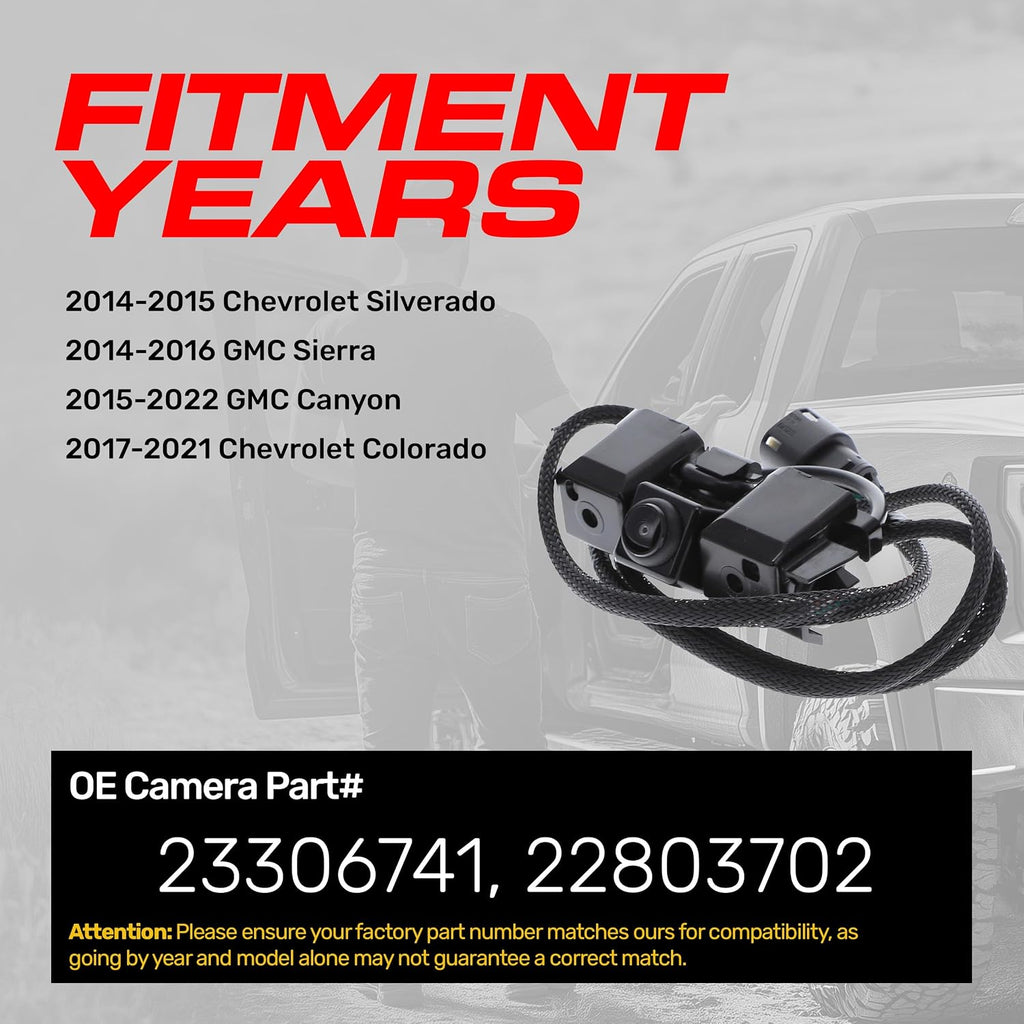 Master Tailgaters Replacement for Chevrolet Silverado (2014-2015), Colorado (2017-2021) / GMC Sierra (2014-2016), Canyon (2015-2022) Backup Camera OE Part # 23306741, 22803702