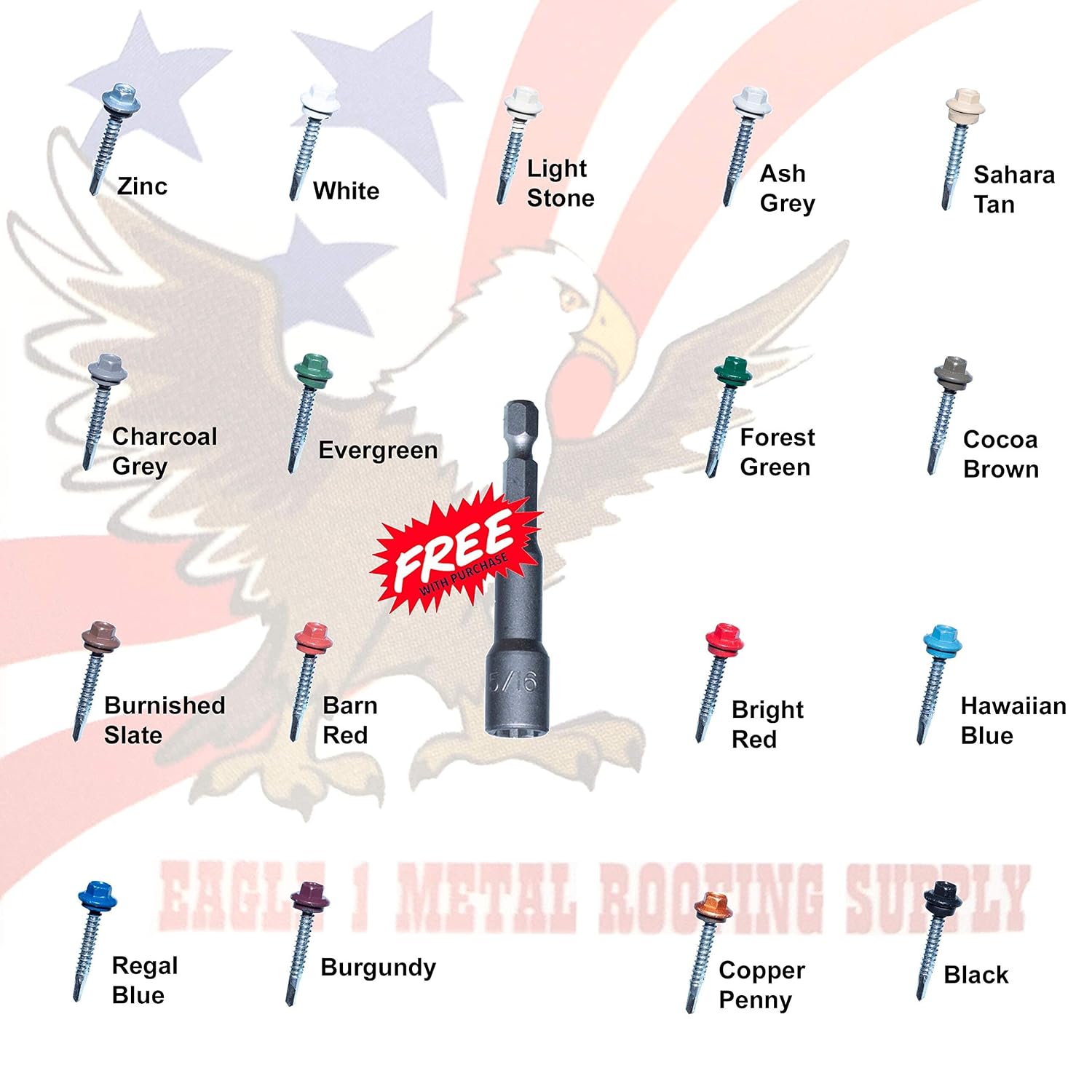 EAGLE 1 (1', 1.5', 2' & 3') (1000 Count) #12 Self Drilling Metal Building Screws - 5/16 Hex Head with Self Seal Washers (1', Bright White)