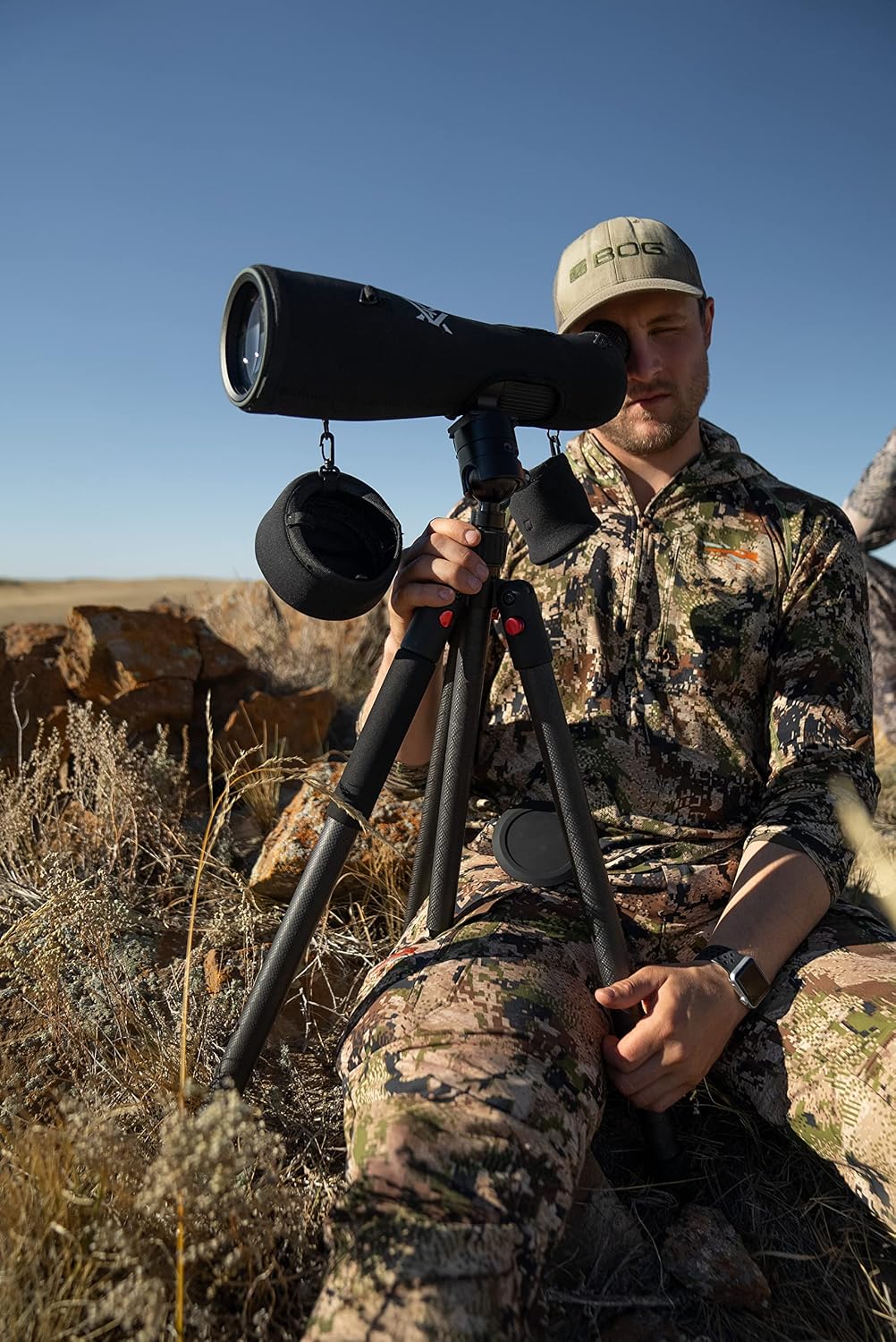 BOG DeathGrip Aluminum Tripod with Durable Frame, Lightweight, Stable Design, Bubble Level, Adjustable Legs, Shooting Rest, and Hands-Free Operation for Hunting, Shooting, and Outdoors