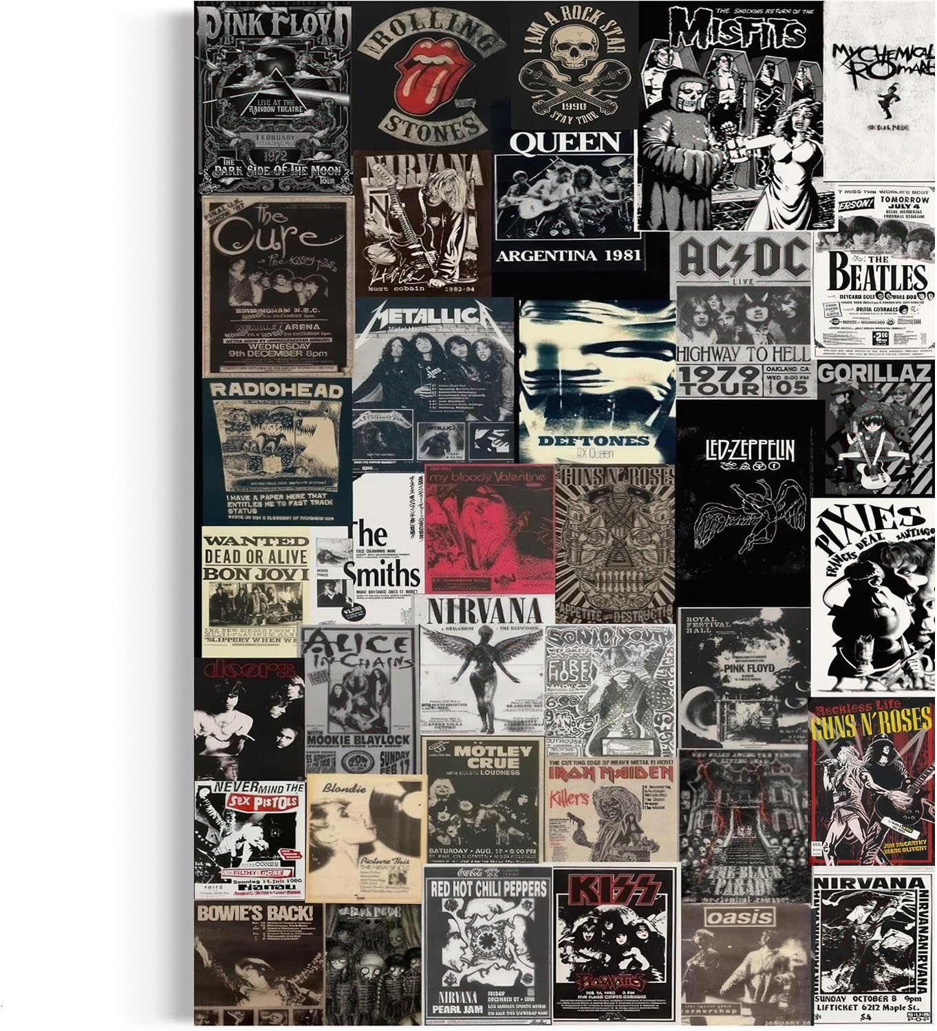 Canvastoria Classic Rock 'n' Roll Legends Wall Art Collage – Vintage Music Icons Canvas Poster Print | Retro Rock Band Decor