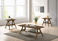 Roundhill Furniture Arona 3-Piece Coffee Table Set, Coffee Table and Two End Tables, Walnut