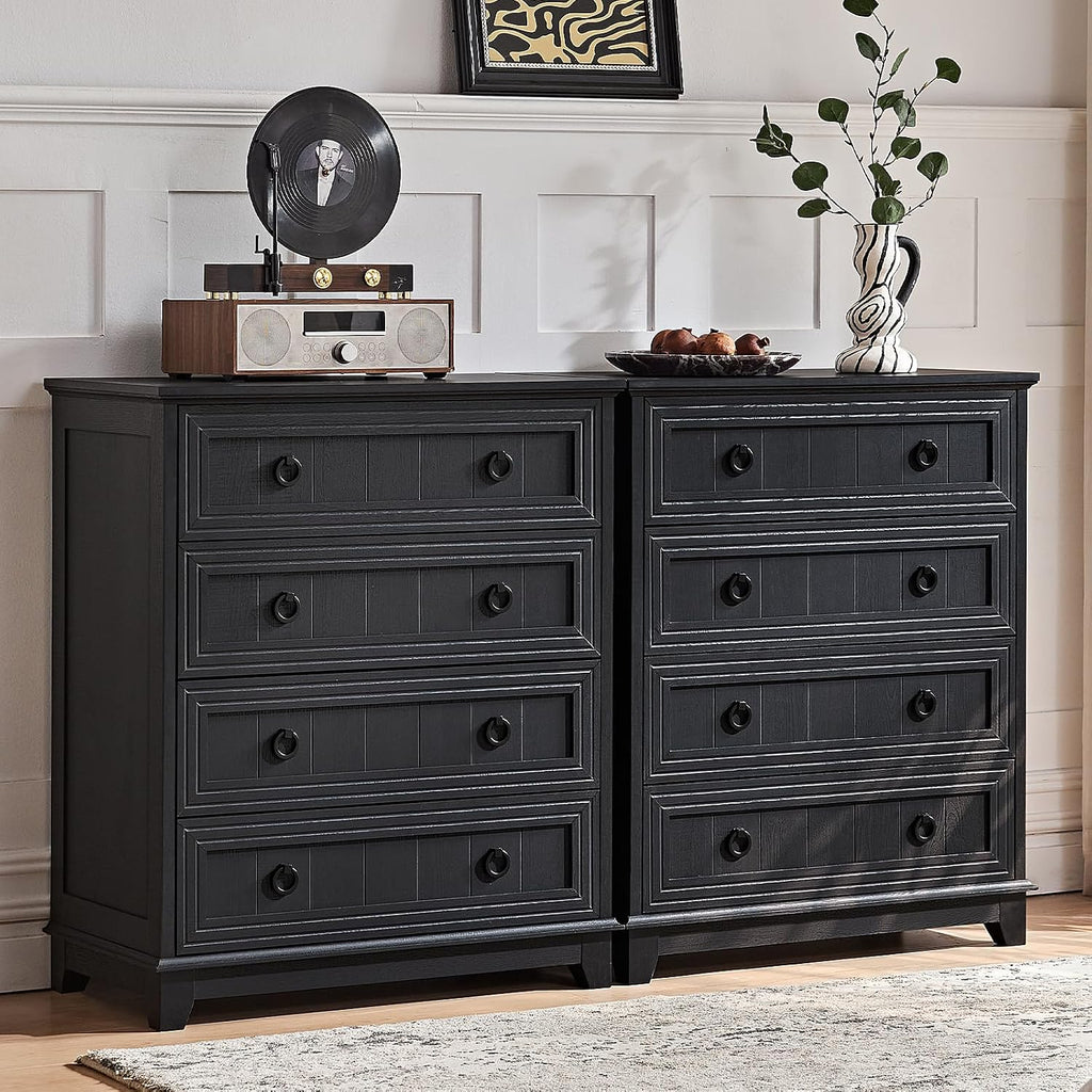 Joaxswe Farmhouse 4 Drawer Dresser for Bedroom, 35' Tall Small Dressers & Chest of Drawers, Rustic Wood Dresser with Metal Handle, Storage Organizer Closet for Living Room, Hallway, Entryway
