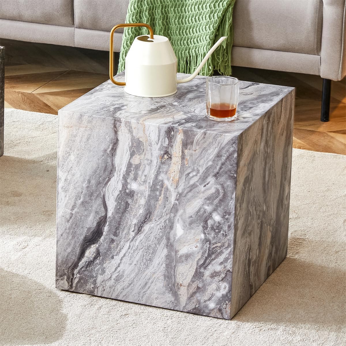 Side Table, End Table Living Room Table, Modern Sofa Couch Table, Faux Marble End Table, Bedside Table Nightstand for Small Spaces, Bedroom