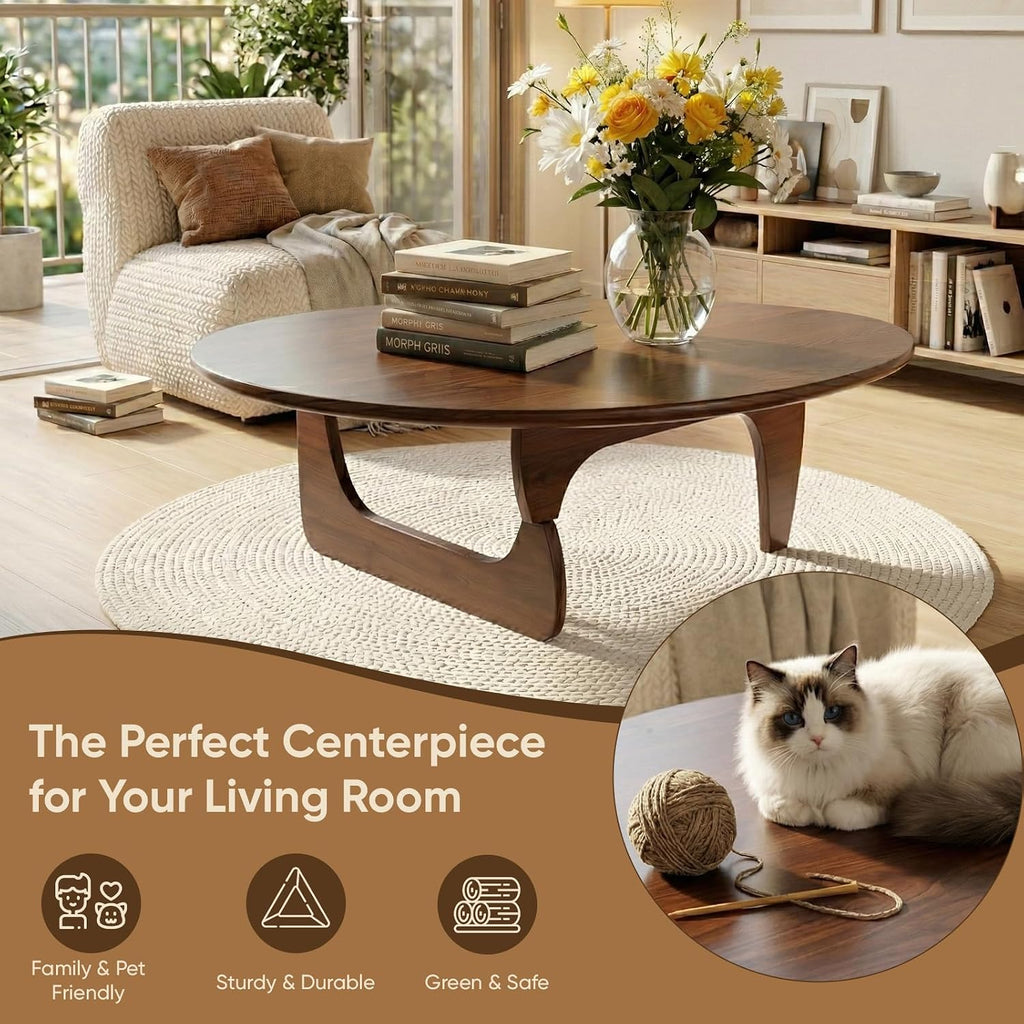 SoulNest Mid Century Small Coffee Table, Walnut Coffee Table for Living Room, Suitable for Living Room, Reception Room or Office (Small, Triangle)