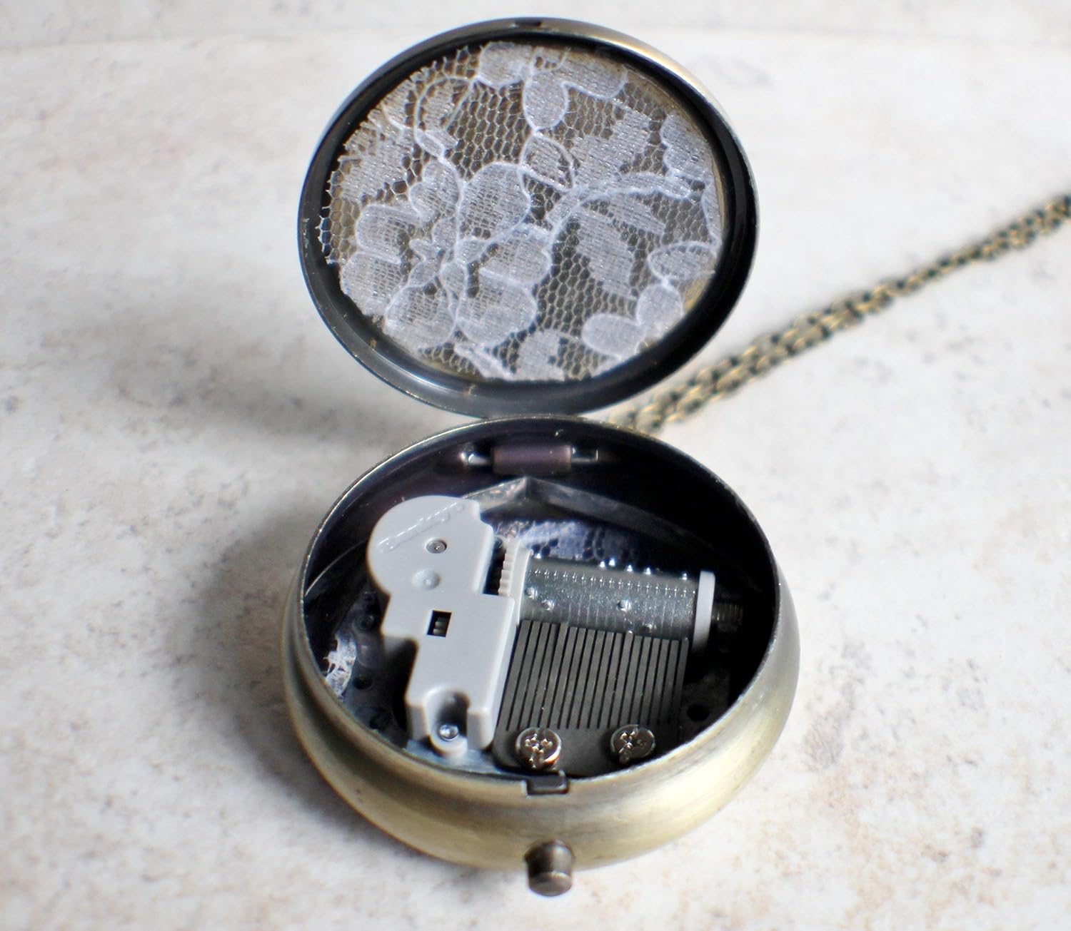 Dandelion Wish Music Box Locket in Bronze