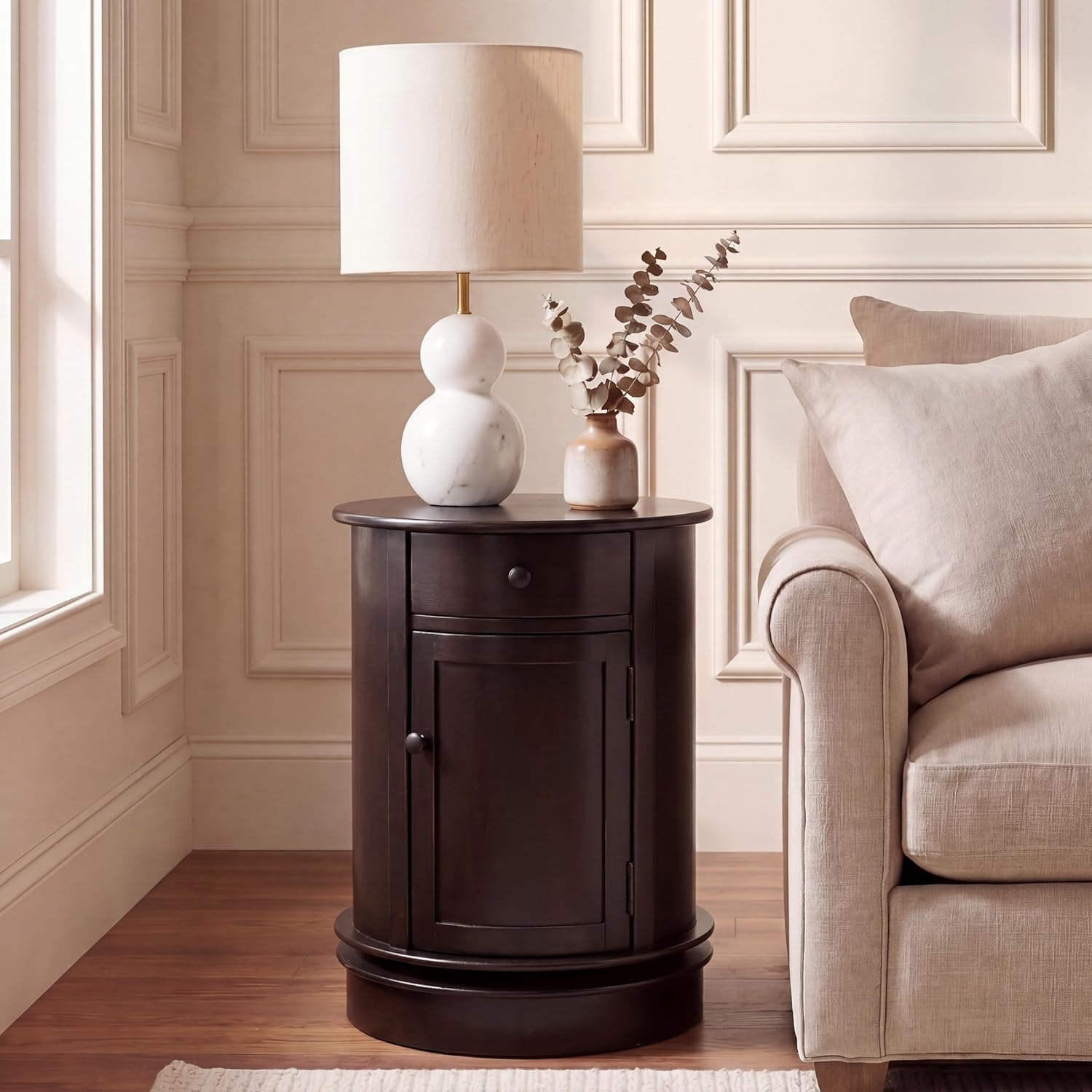 SAFAVIEH Furniture - Tabitha 1-Drawer Accent Table - Distressed Black - Solid Wood - Farmhouse Storage Design - Ideal for Living Room, Entryway, 17.7'W x 17.7'D x 26'H - Fully Assembled (AMH5712B)