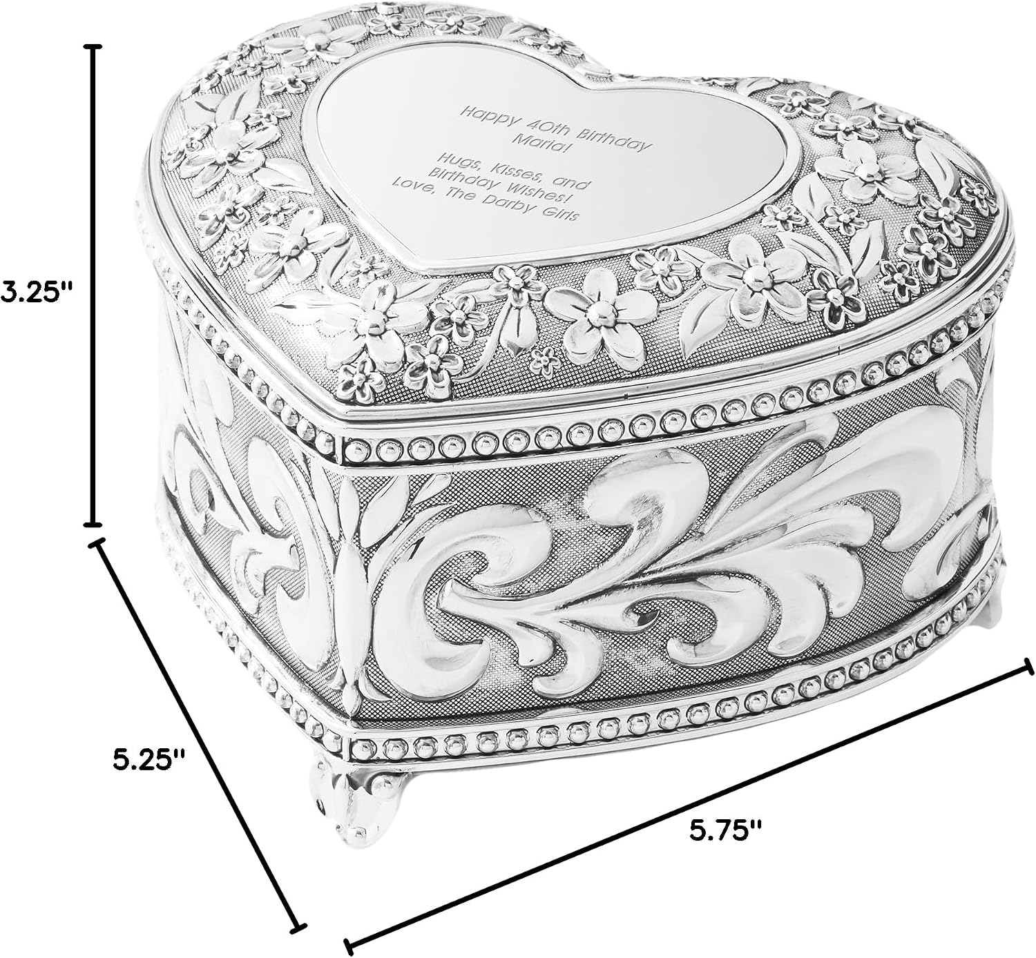 THINGS REMEMBERED ENGRAVED Flourish Musical Heart Keepsake Box for Mom (Free Customization)