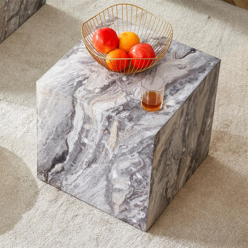 Side Table, End Table Living Room Table, Modern Sofa Couch Table, Faux Marble End Table, Bedside Table Nightstand for Small Spaces, Bedroom