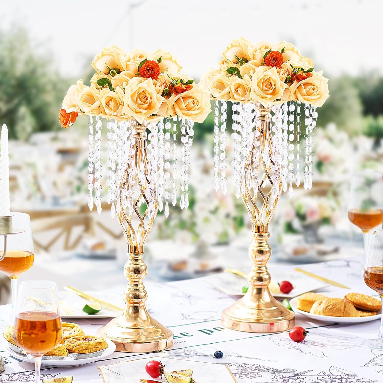 VEVOR Metal Wedding Centerpiece Gold,Crystal,12PCS 49cm/19.3'