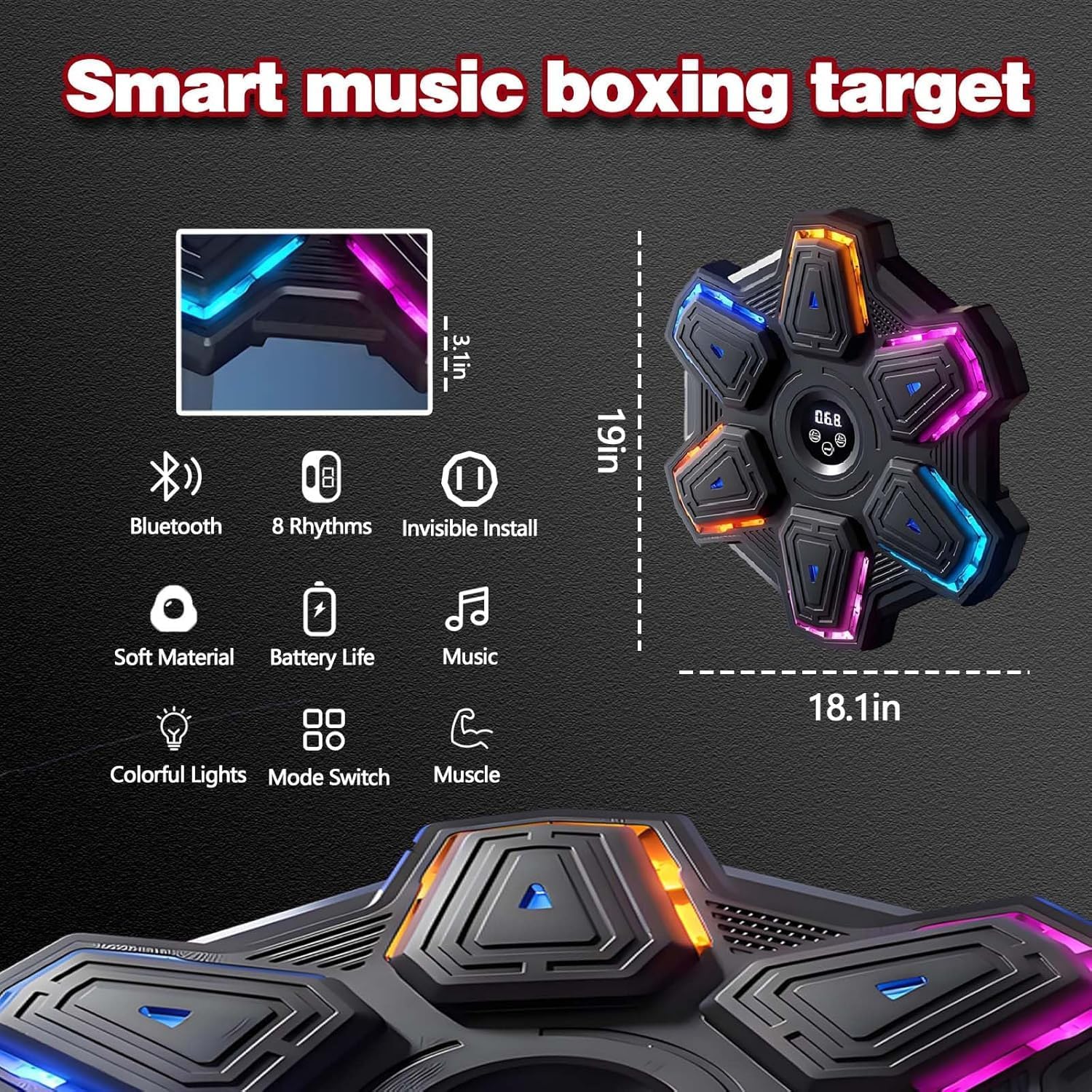 Music Boxing Machine, Smart Music Boxing Machine with 9 Level Speed & Mode Adjustment, Boxing Gloves, Wall Mounted Boxing Machine, Boxing Training Punching for Kids and Adults