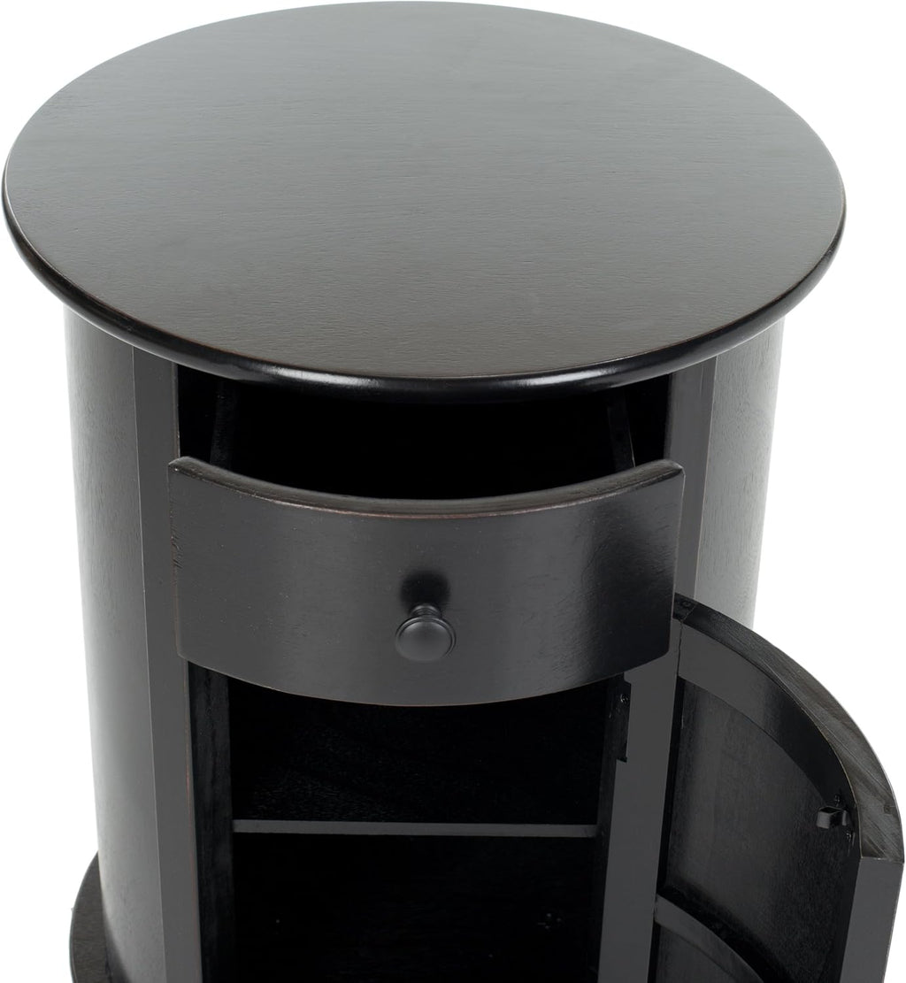 SAFAVIEH Furniture - Tabitha 1-Drawer Accent Table - Distressed Black - Solid Wood - Farmhouse Storage Design - Ideal for Living Room, Entryway, 17.7'W x 17.7'D x 26'H - Fully Assembled (AMH5712B)