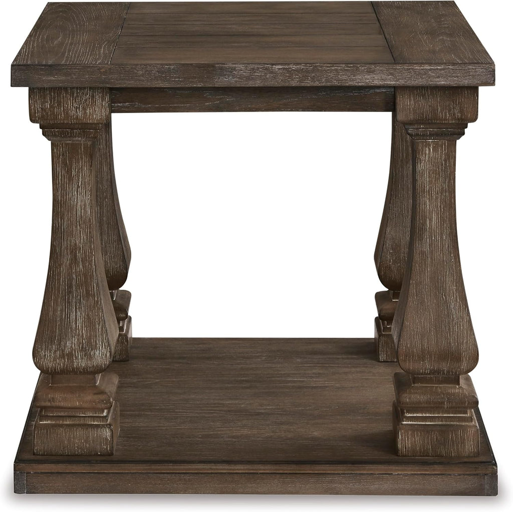 Signature Design by Ashley Johnelle Modern Country Rectangular End Table, Weathered Brown