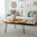 WELLAND Live Edge Cedar Wood Coffee Table with Metal Hairpin Legs 32.5' W x 17' D x 16' H for Living Room, Patio, Bedroom, Home Office