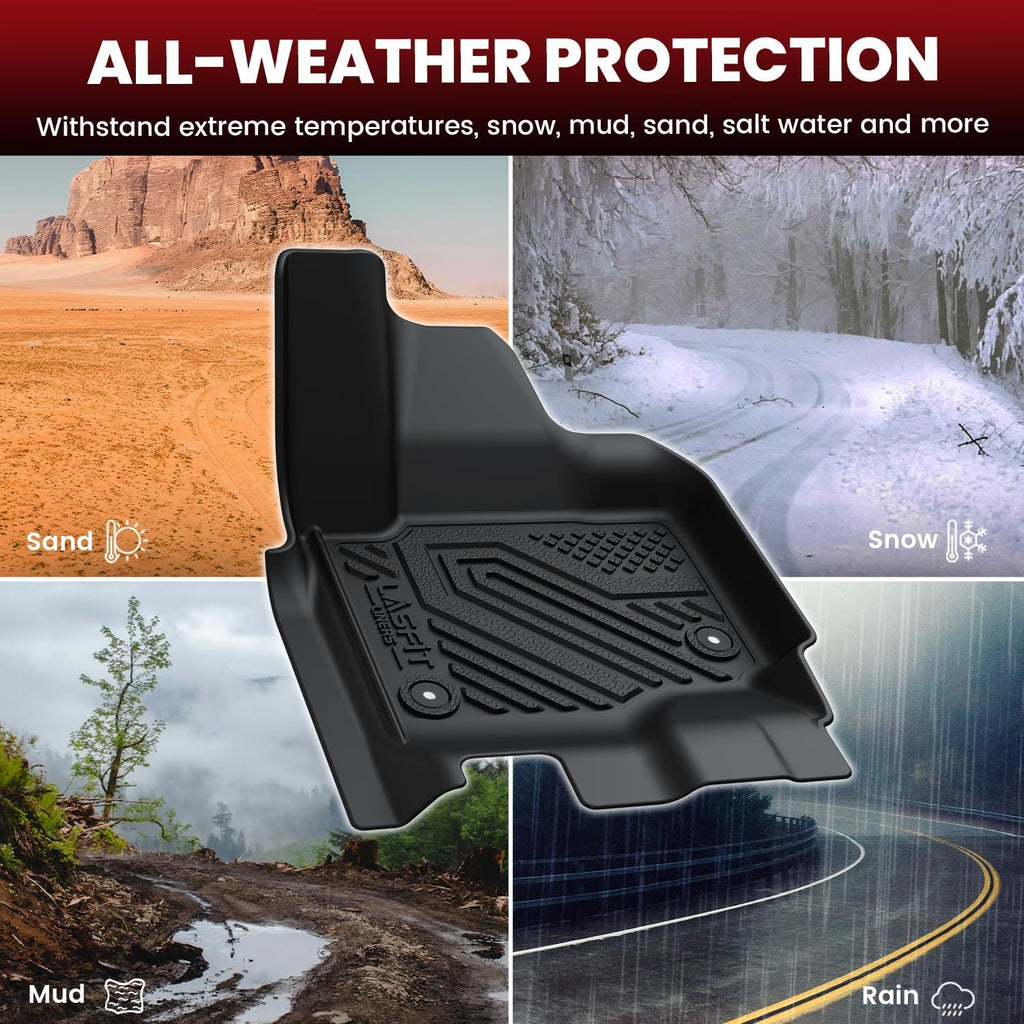 LASFIT Floor Mats for 2025 2026 Ford Expedition 7 Seats Max(Not Fit 8 Seats Standard), All Weather Protector TPE Easy Clean Car Floor Liner, 1st & 2nd & 3rd Row, 4pcs Black