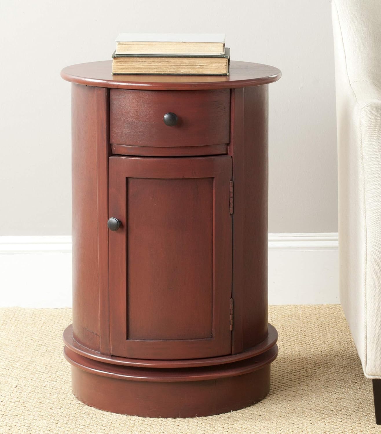 SAFAVIEH Furniture - Tabitha 1-Drawer Accent Table - Dark Cherry - Solid Wood - Farmhouse Storage Design - Ideal for Living Room, Entryway, 17.7'W x 17.7'D x 26'H - Fully Assembled (AMH5712D)