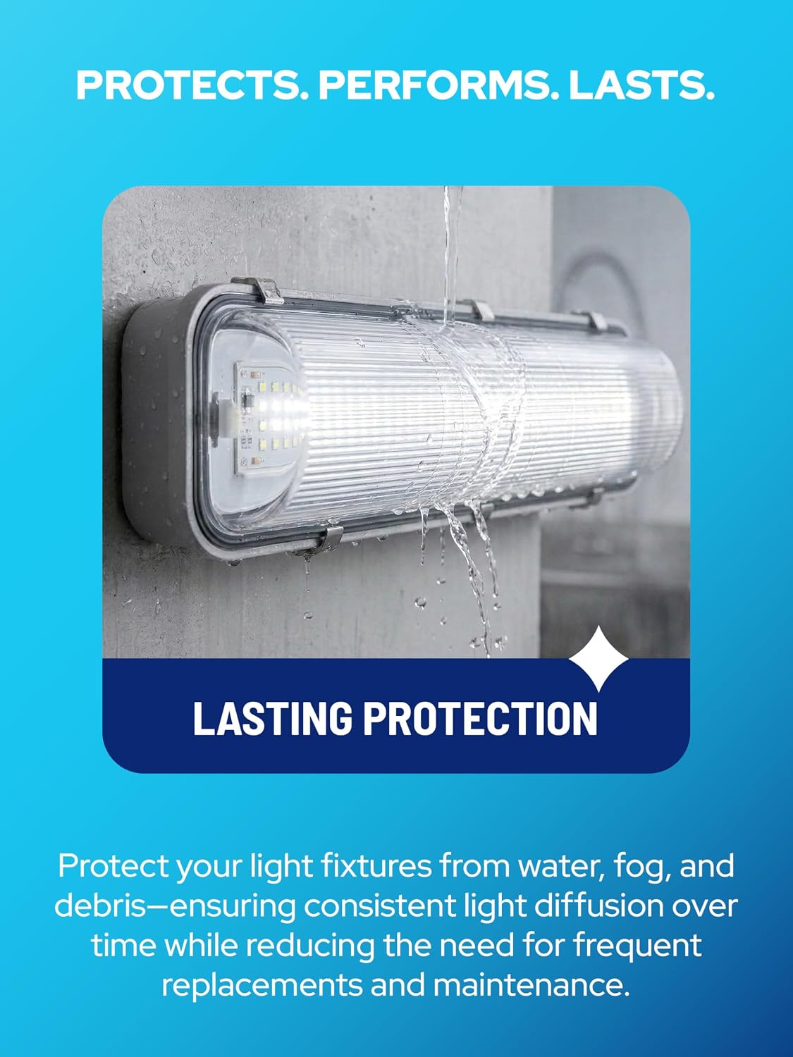 KASTLITE 4MTARSMI ALP Vapor Tight LED & Fluorescent Light Covers for Ceiling Lights - Matte Acrylic Light Fixture Cover Replacement for Sentry Series Vapor Tight Lights, 6-3/8'x 49-11/16'x 2-1/8', 4PK
